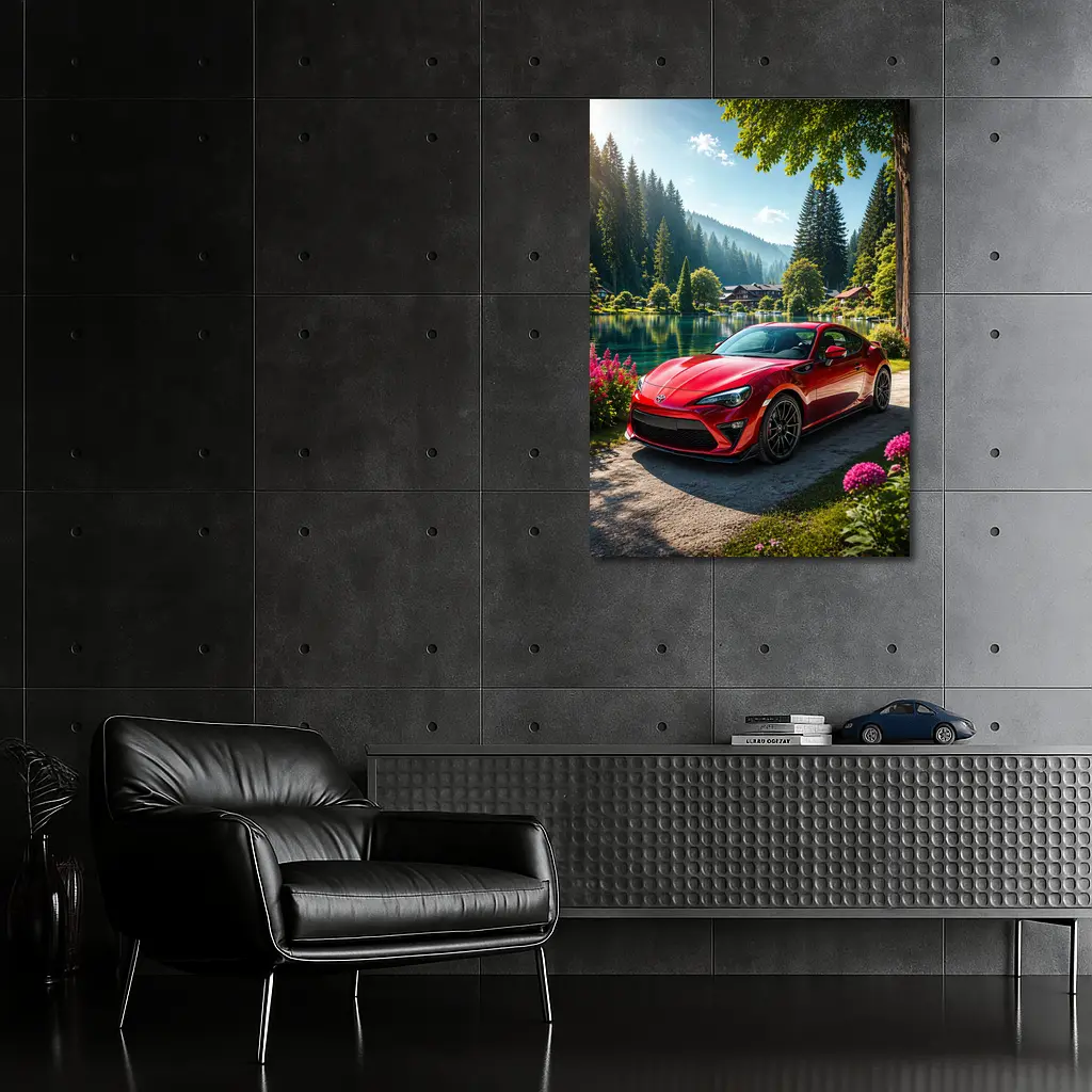 Toyota GT86 Red Coupe By Lake – Wall Art