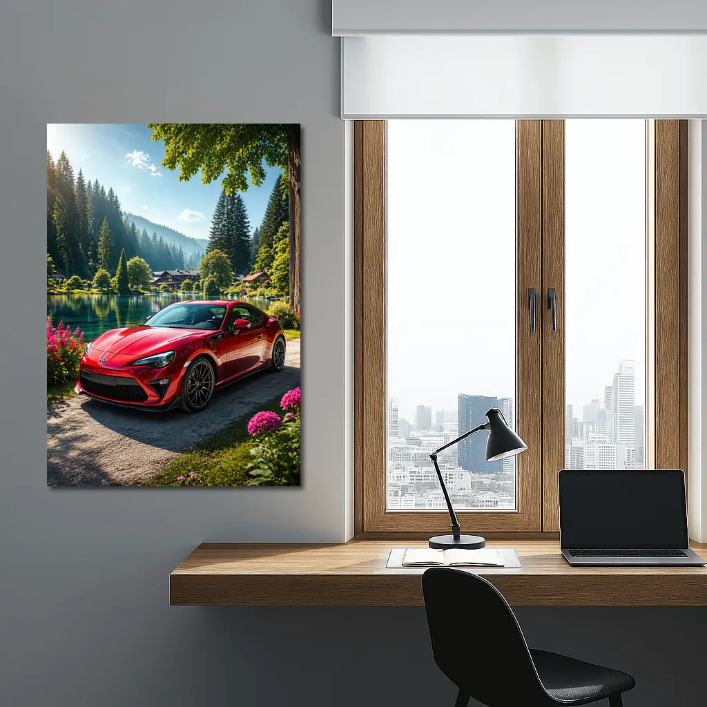 Toyota GT86 Red Coupe By Lake – Wall Art