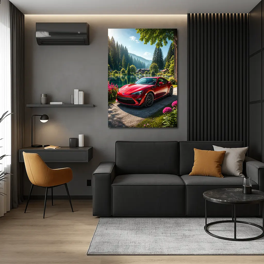 Toyota GT86 Red Coupe By Lake – Wall Art