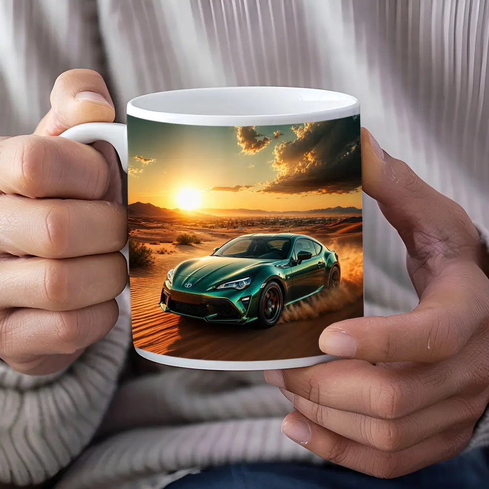Toyota GT86 Tearing Through Desert Dunes Sunset – Mugs