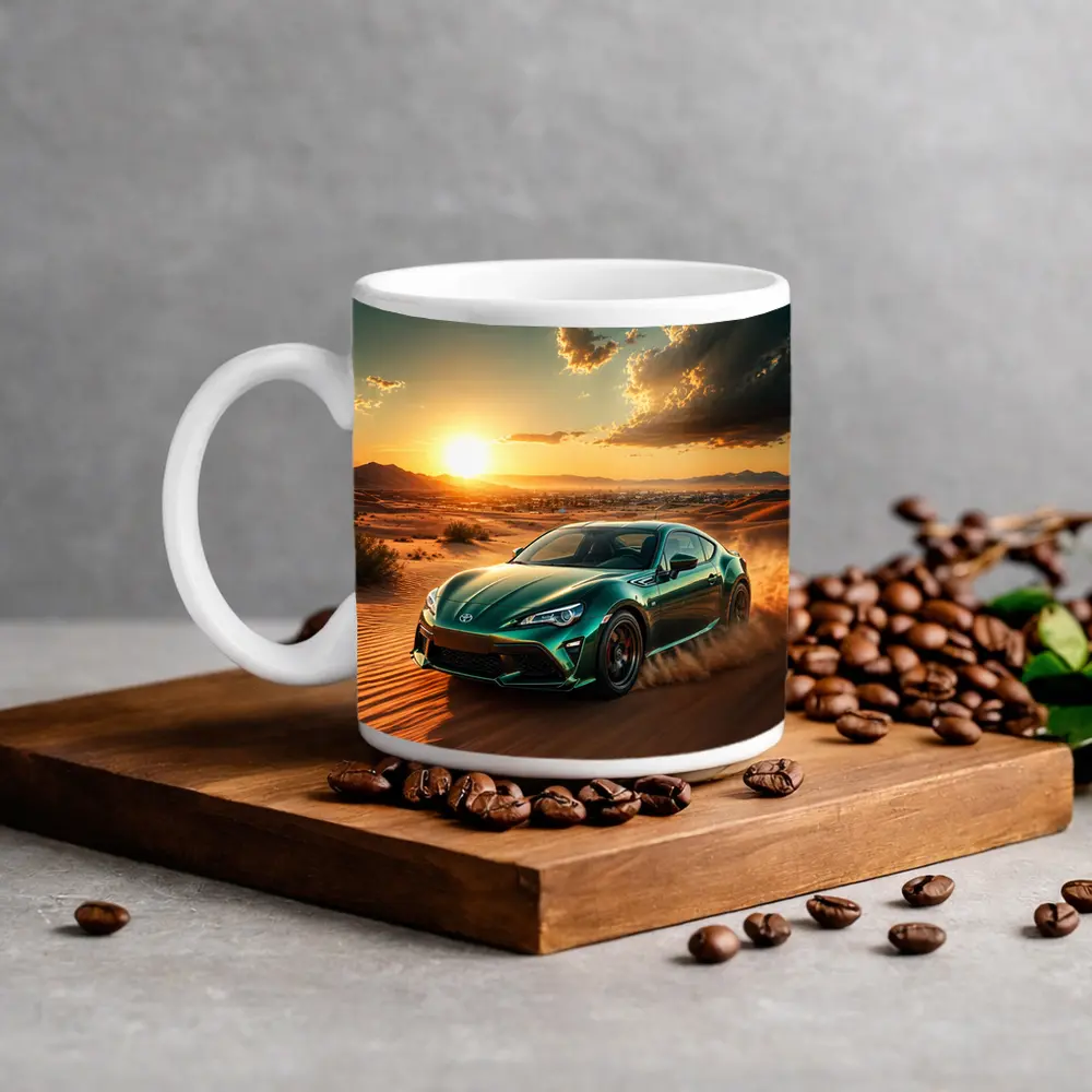 Toyota GT86 Tearing Through Desert Dunes Sunset – Mugs