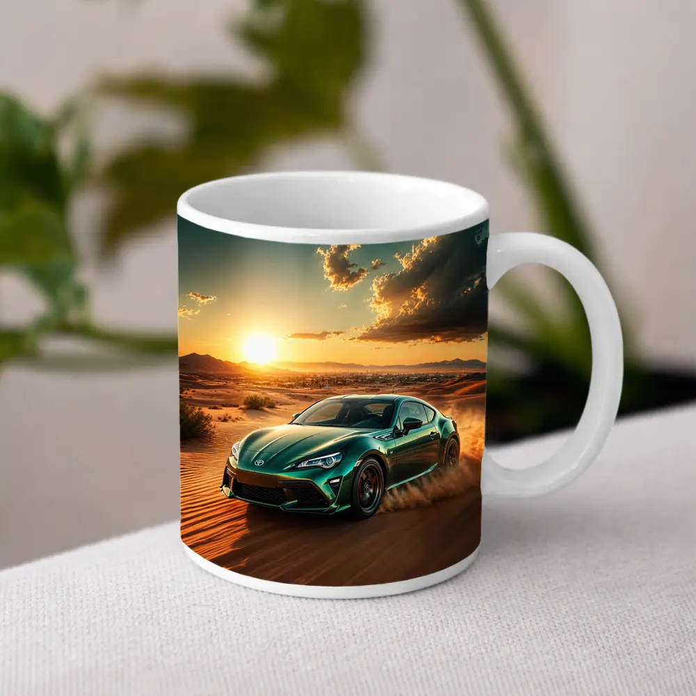 Toyota GT86 Tearing Through Desert Dunes Sunset – Mugs
