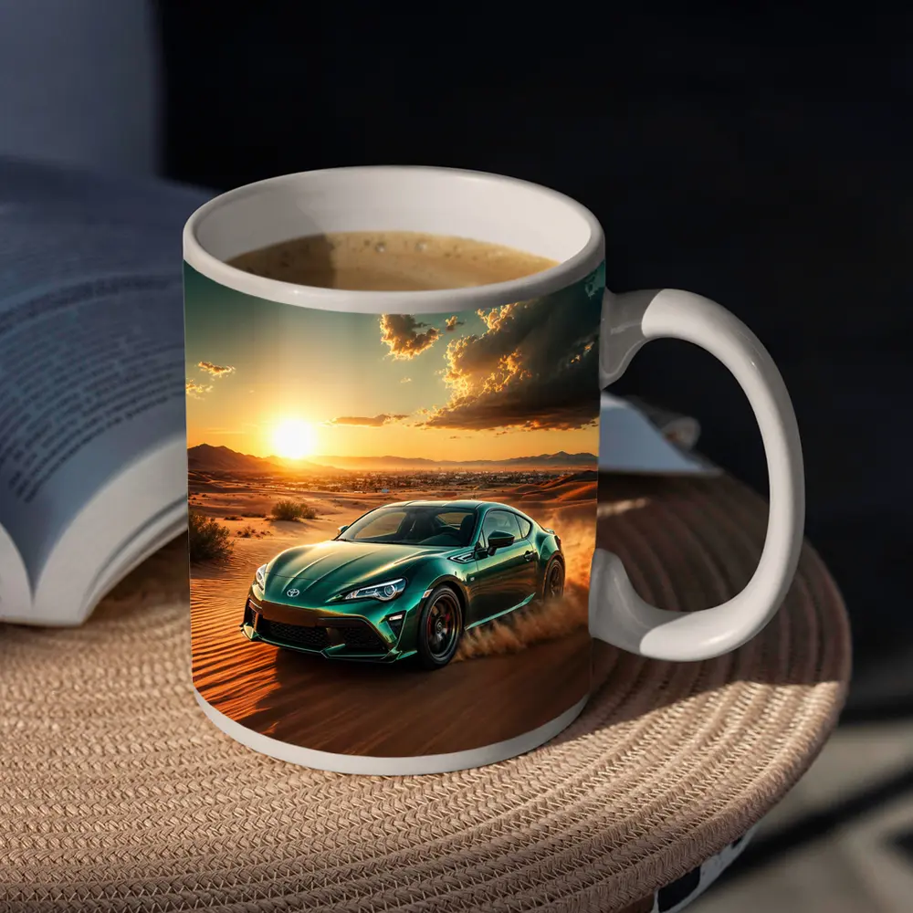 Toyota GT86 Tearing Through Desert Dunes Sunset – Mugs