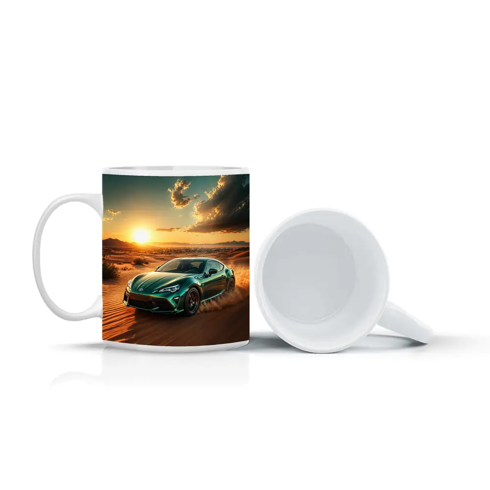 Toyota GT86 Tearing Through Desert Dunes Sunset – Mugs