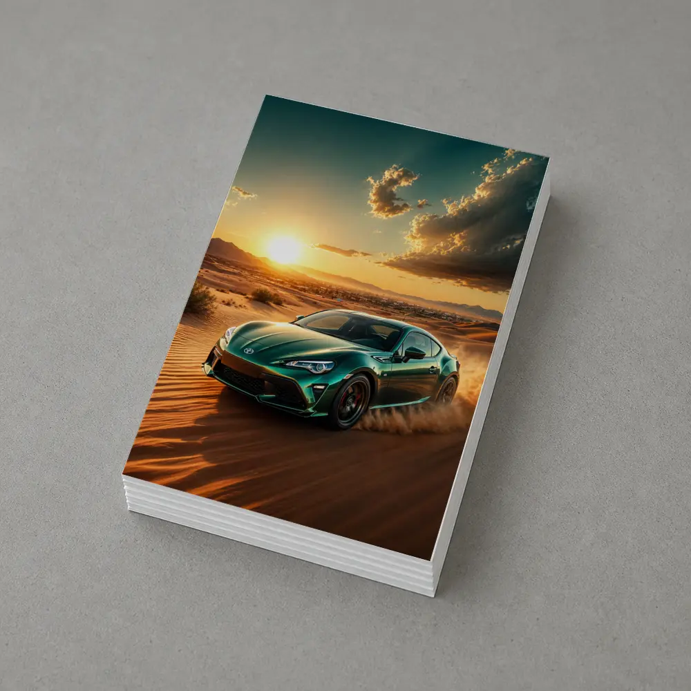 Toyota GT86 Tearing Through Desert Dunes Sunset – Postcards
