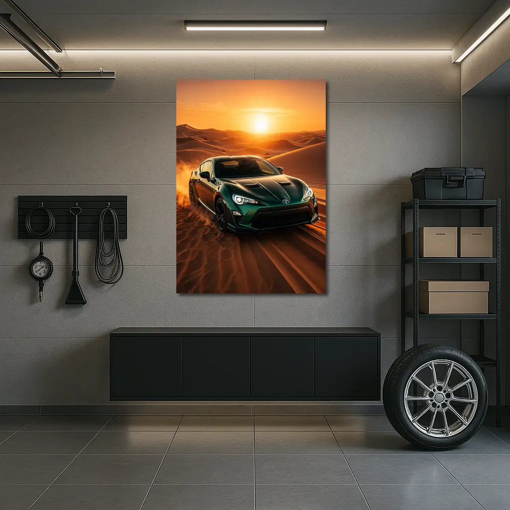 Toyota GT86 Green Coupe Desert Sunset – Wall Art