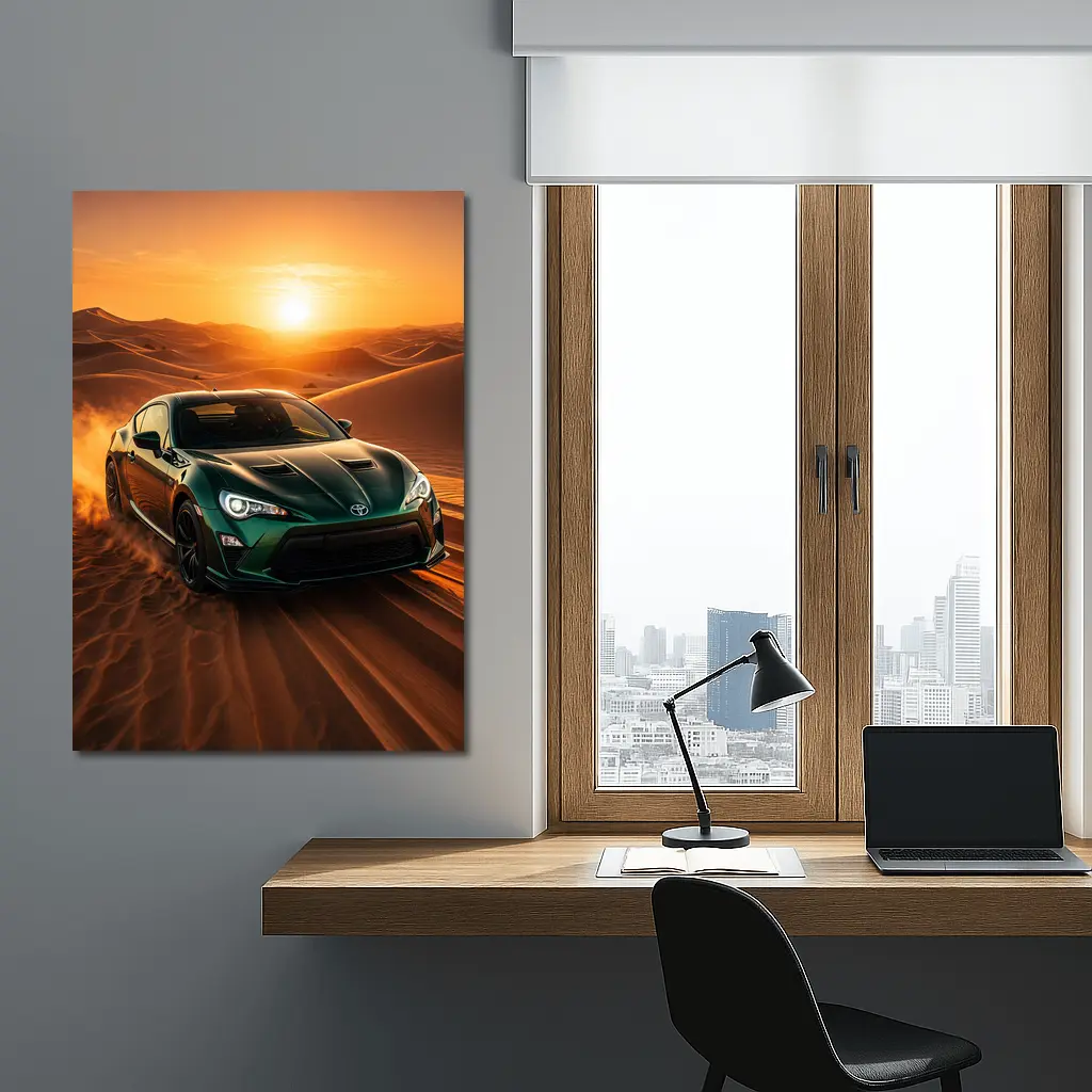 Toyota GT86 Green Coupe Desert Sunset – Wall Art