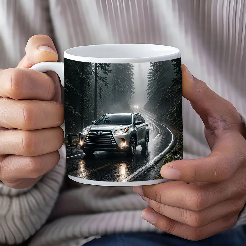 Toyota Highlander SUV Rainy Forest Road – Mugs