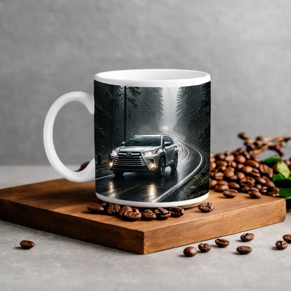 Toyota Highlander SUV Rainy Forest Road – Mugs