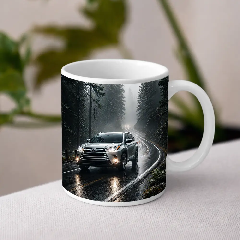 Toyota Highlander SUV Rainy Forest Road – Mugs