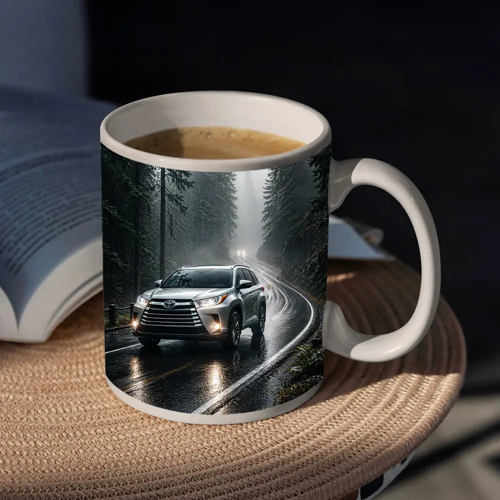 Toyota Highlander SUV Rainy Forest Road – Mugs