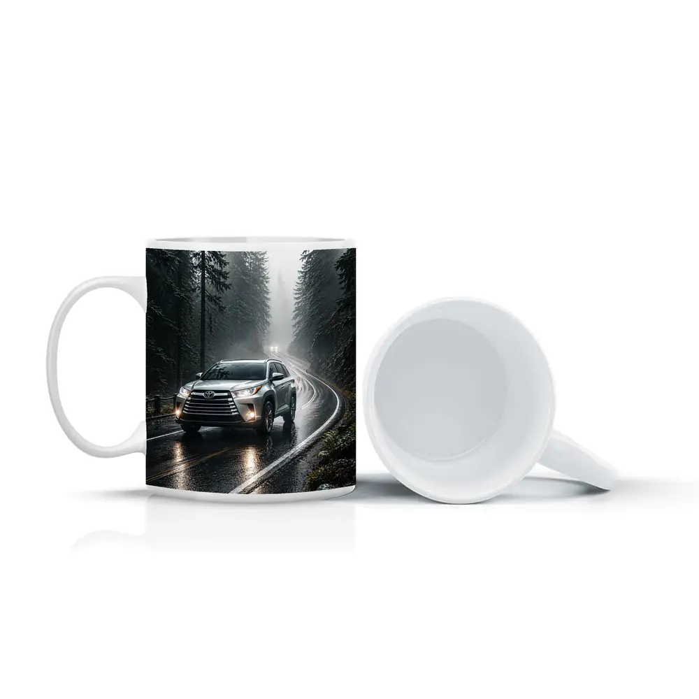 Toyota Highlander SUV Rainy Forest Road – Mugs