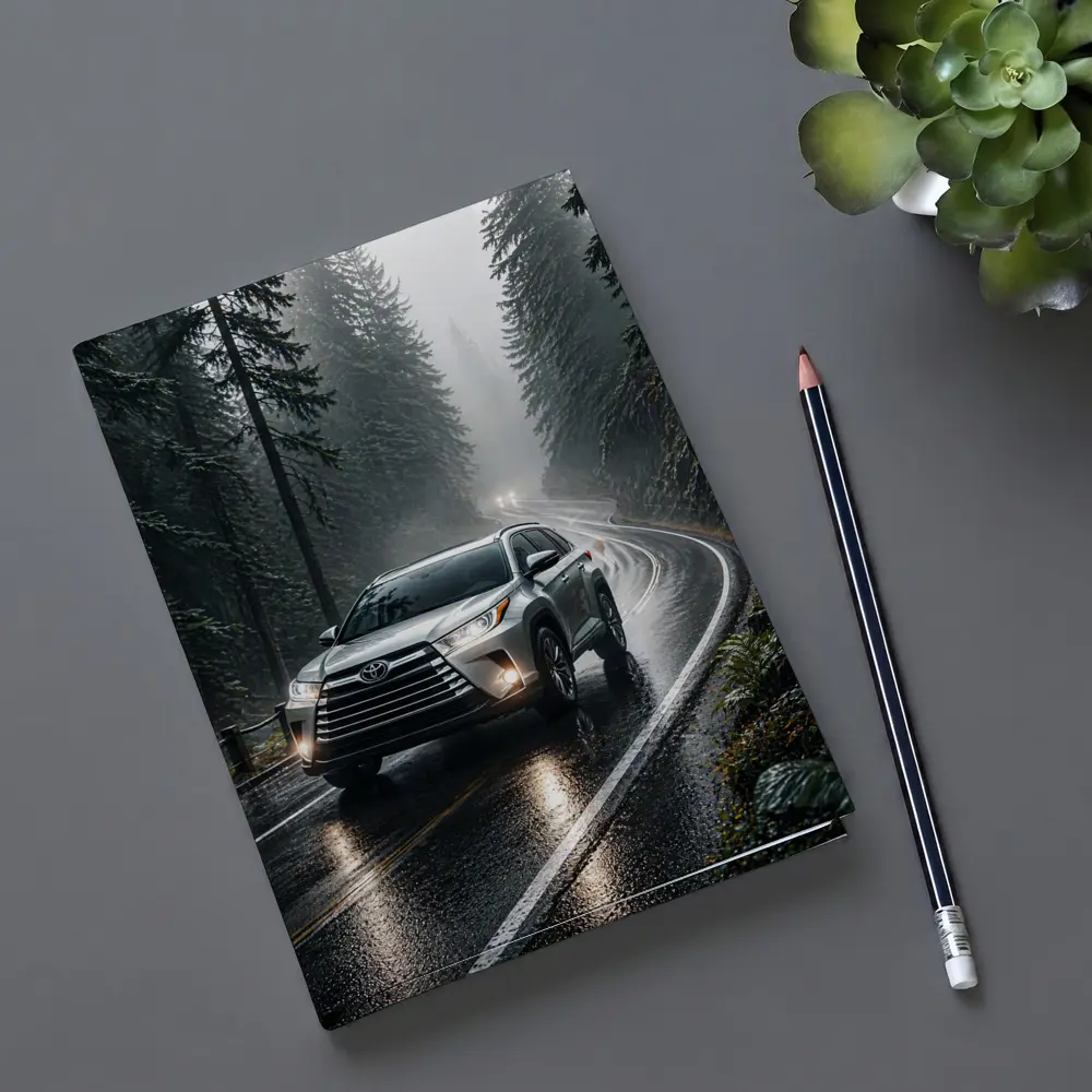 Toyota Highlander SUV Rainy Forest Road – Notebooks
