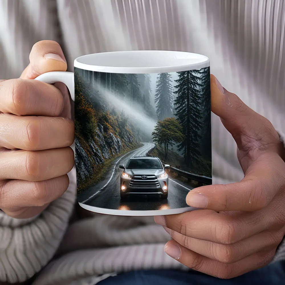 Toyota Highlander SUV Rainy Forest Road – Mugs