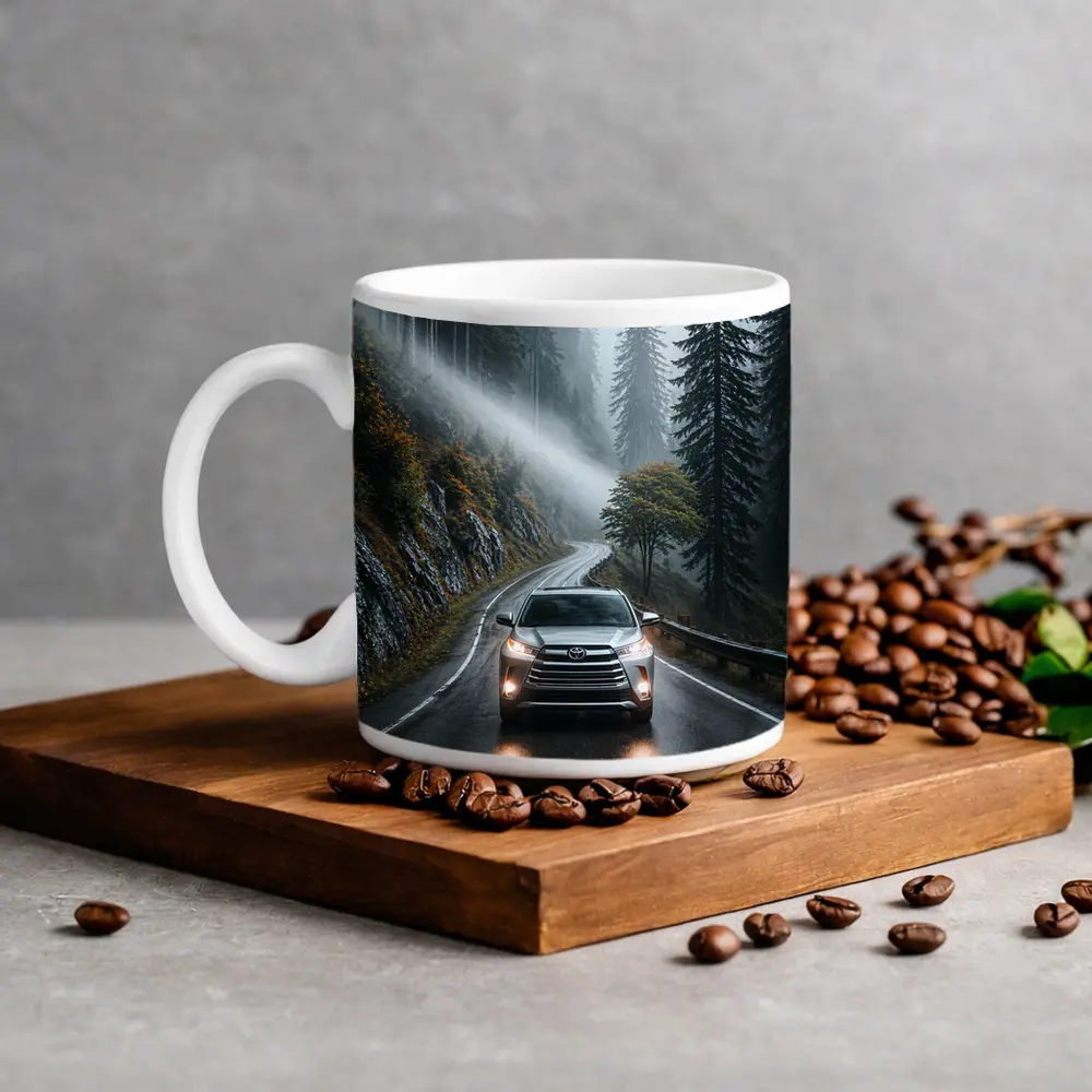 Toyota Highlander SUV Rainy Forest Road – Mugs