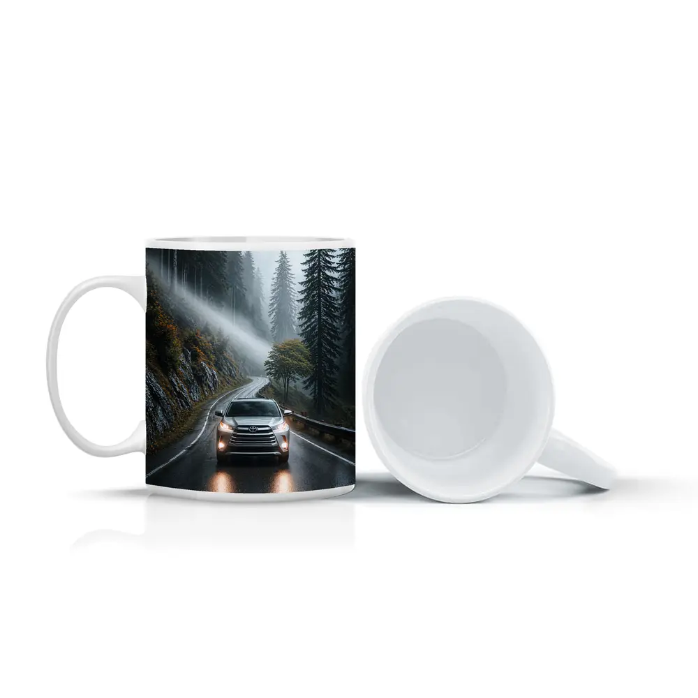 Toyota Highlander SUV Rainy Forest Road – Mugs