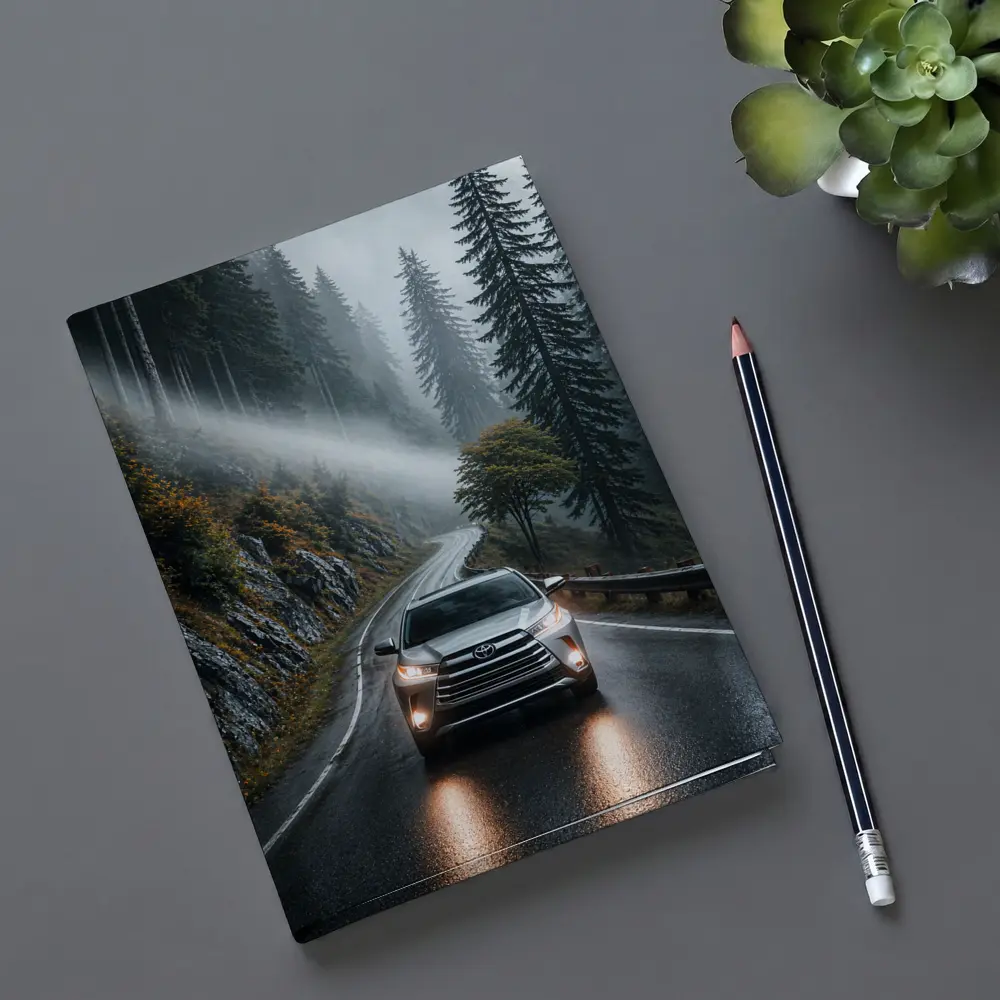 Toyota Highlander SUV Rainy Forest Road – Notebooks