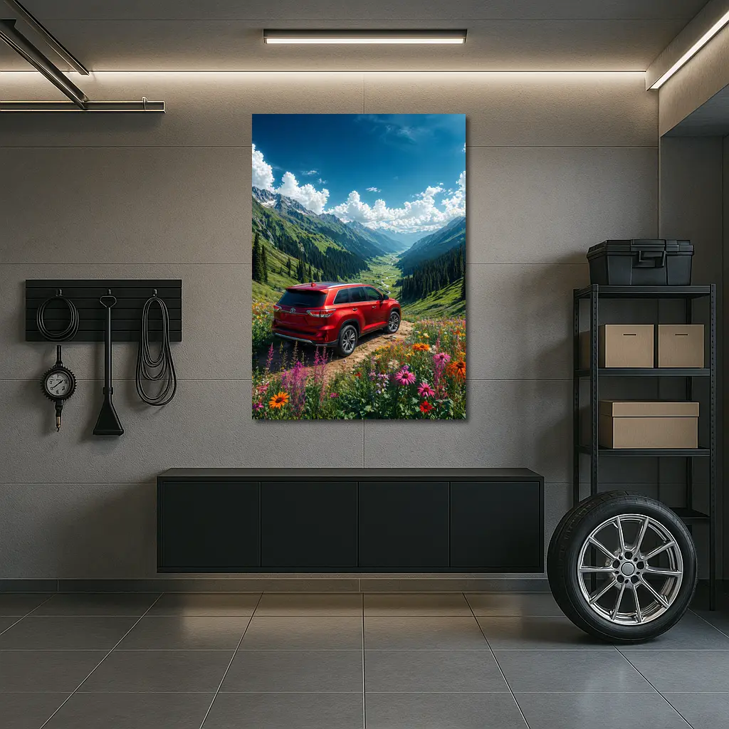 Toyota Highlander Red SUV Mountain Valley – Wall Art