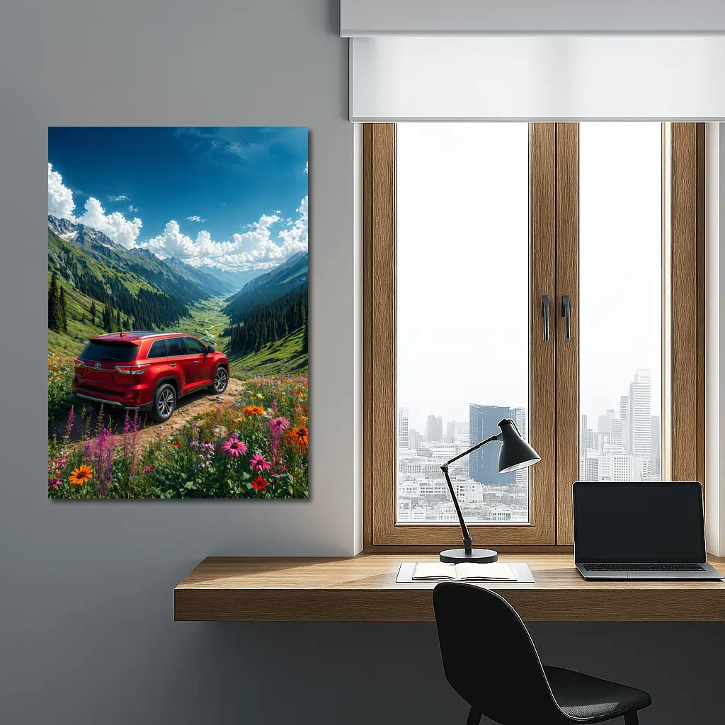 Toyota Highlander Red SUV Mountain Valley – Wall Art