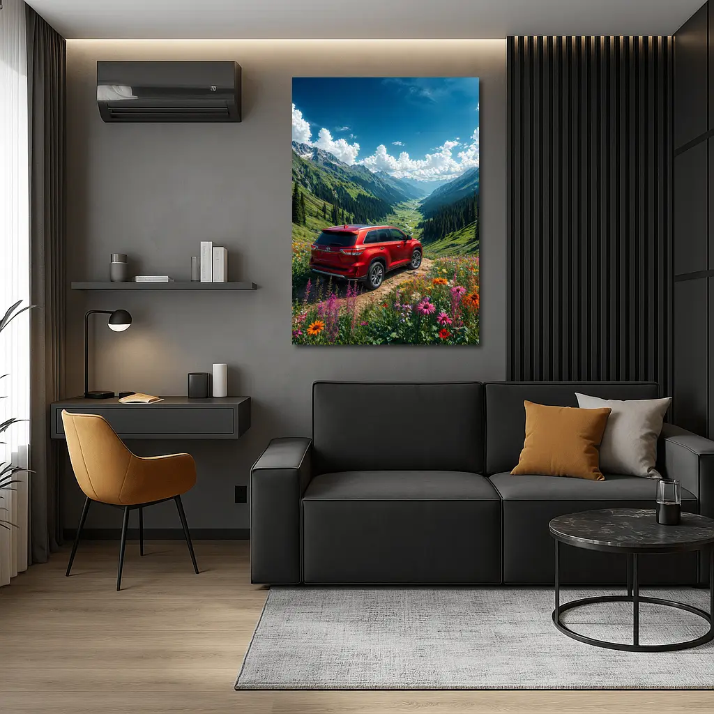Toyota Highlander Red SUV Mountain Valley – Wall Art