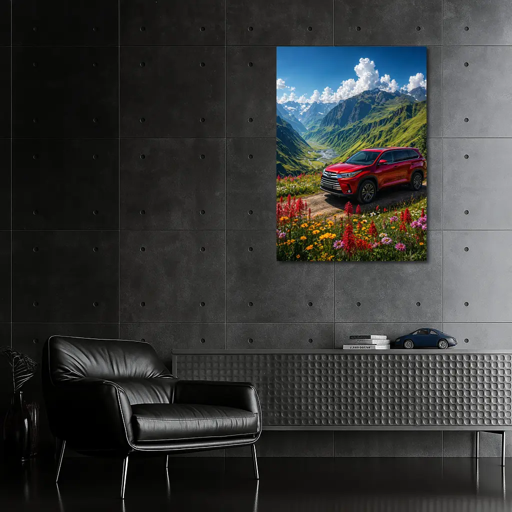 Toyota Highlander Red SUV Mountain Valley – Wall Art