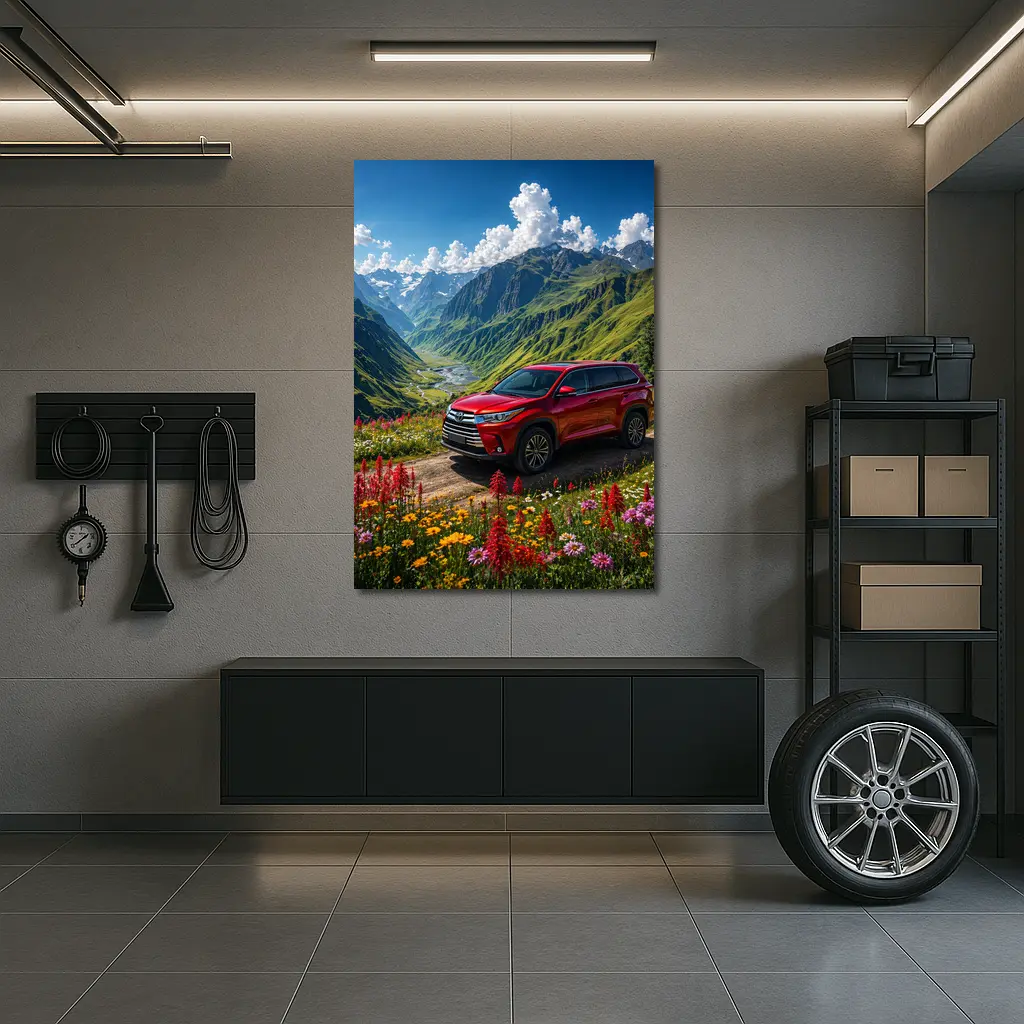 Toyota Highlander Red SUV Mountain Valley – Wall Art