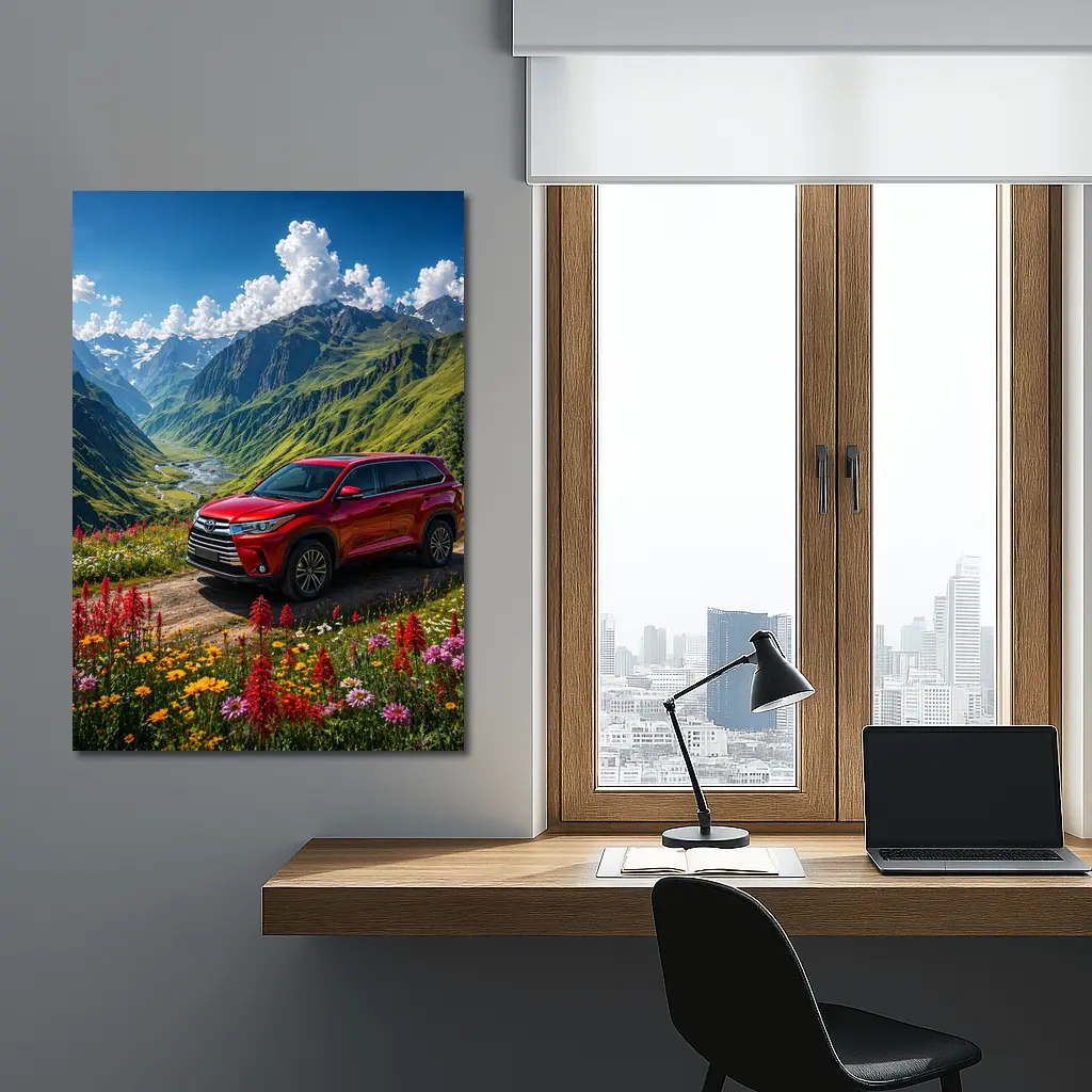 Toyota Highlander Red SUV Mountain Valley – Wall Art