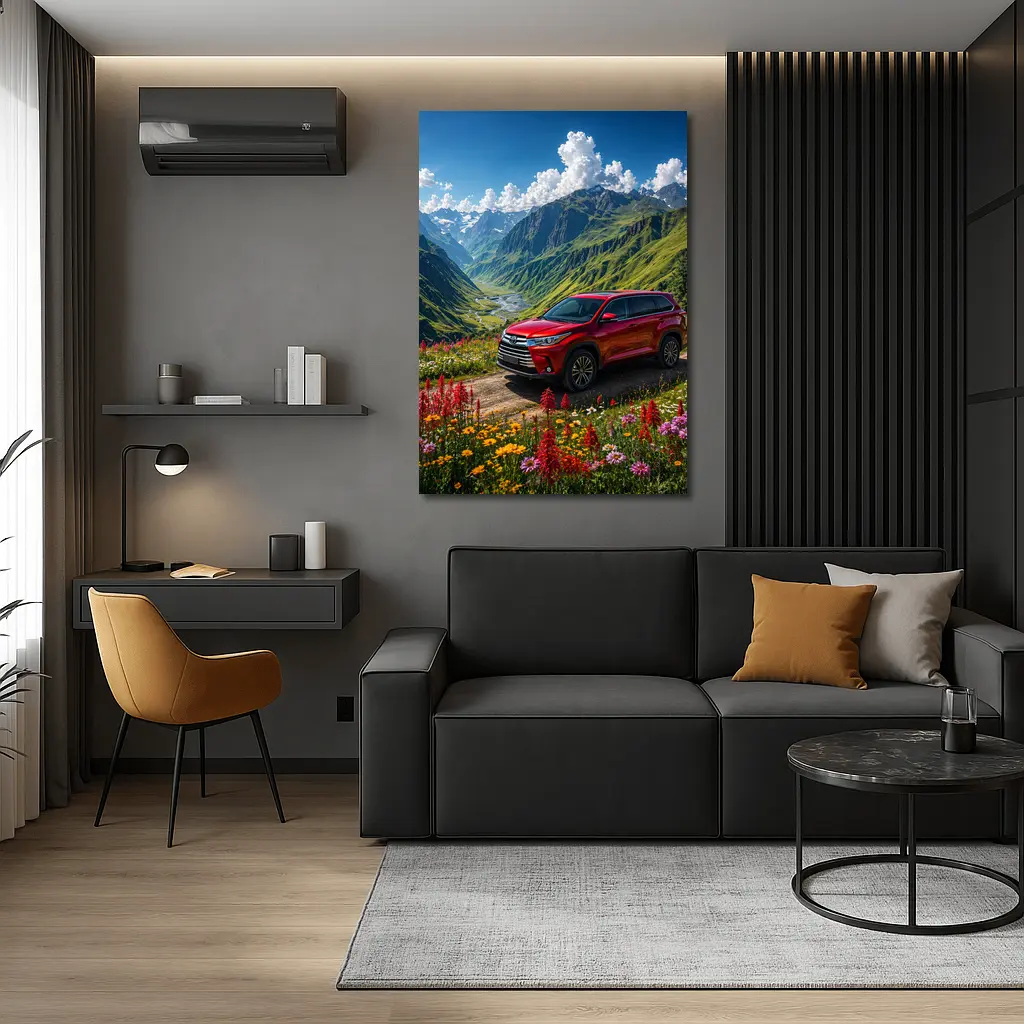Toyota Highlander Red SUV Mountain Valley – Wall Art