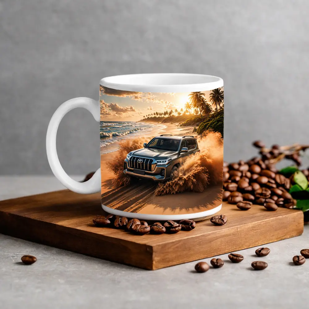 Toyota Land Cruiser Tearing Through Beach Sand – Mugs