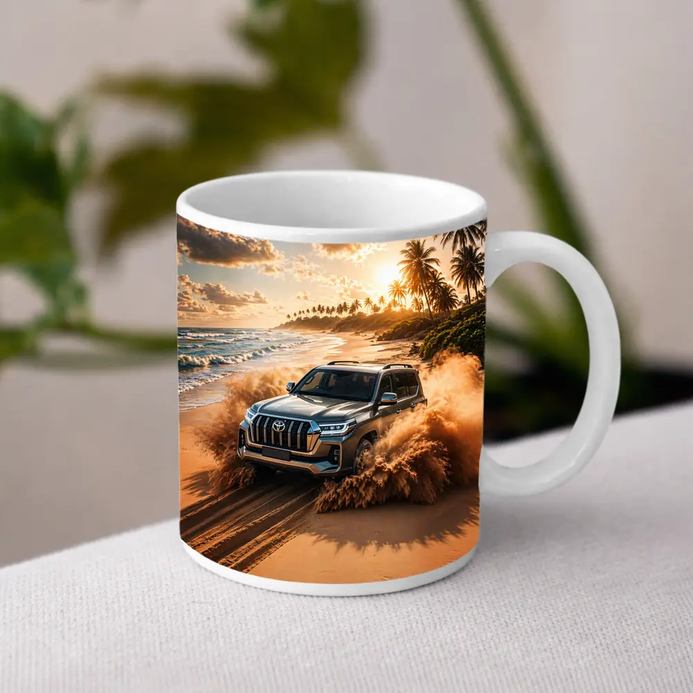 Toyota Land Cruiser Tearing Through Beach Sand – Mugs