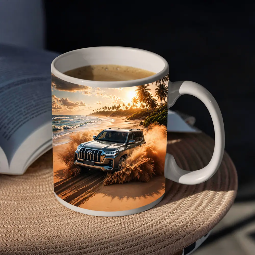 Toyota Land Cruiser Tearing Through Beach Sand – Mugs