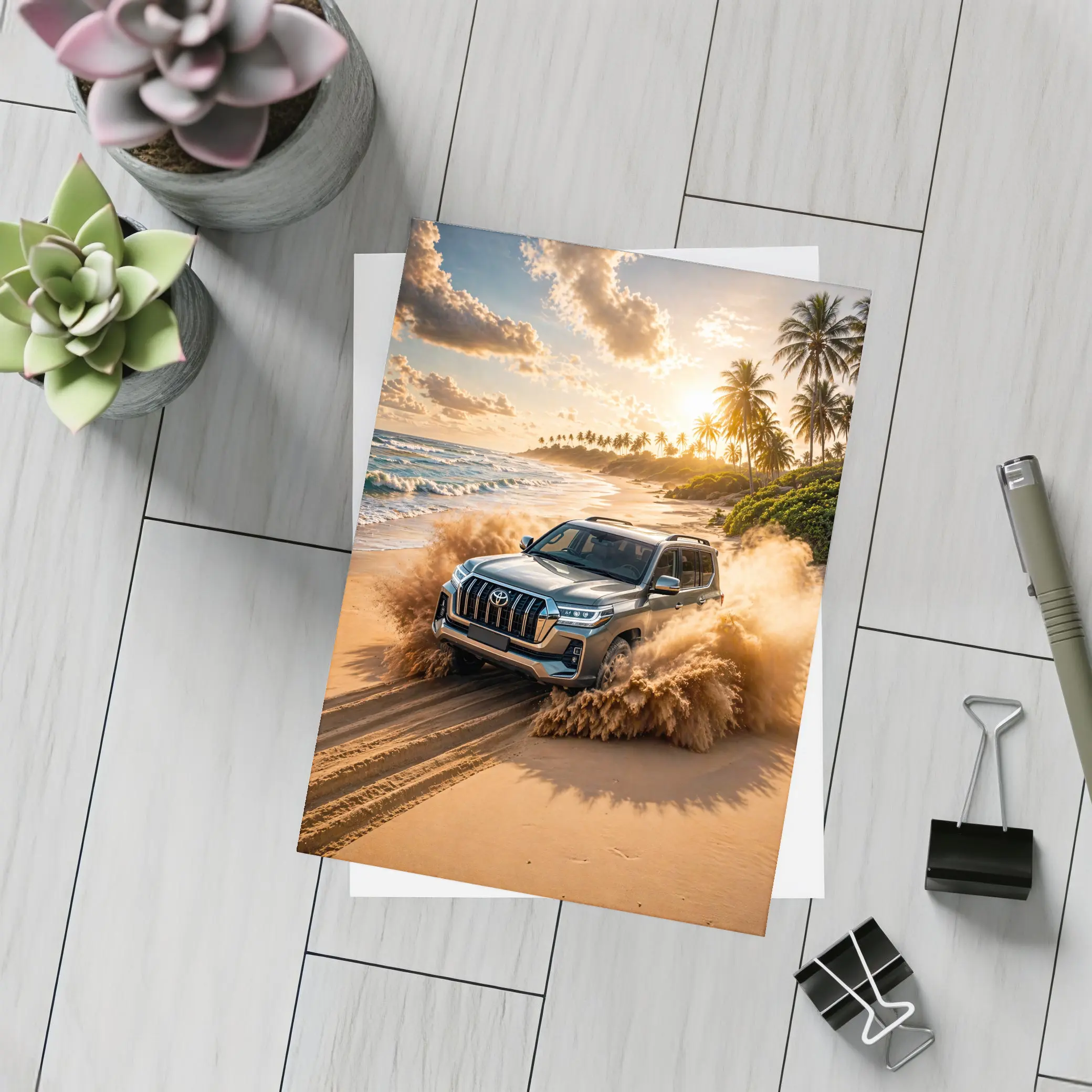 Toyota Land Cruiser Tearing Through Beach Sand – Postcards