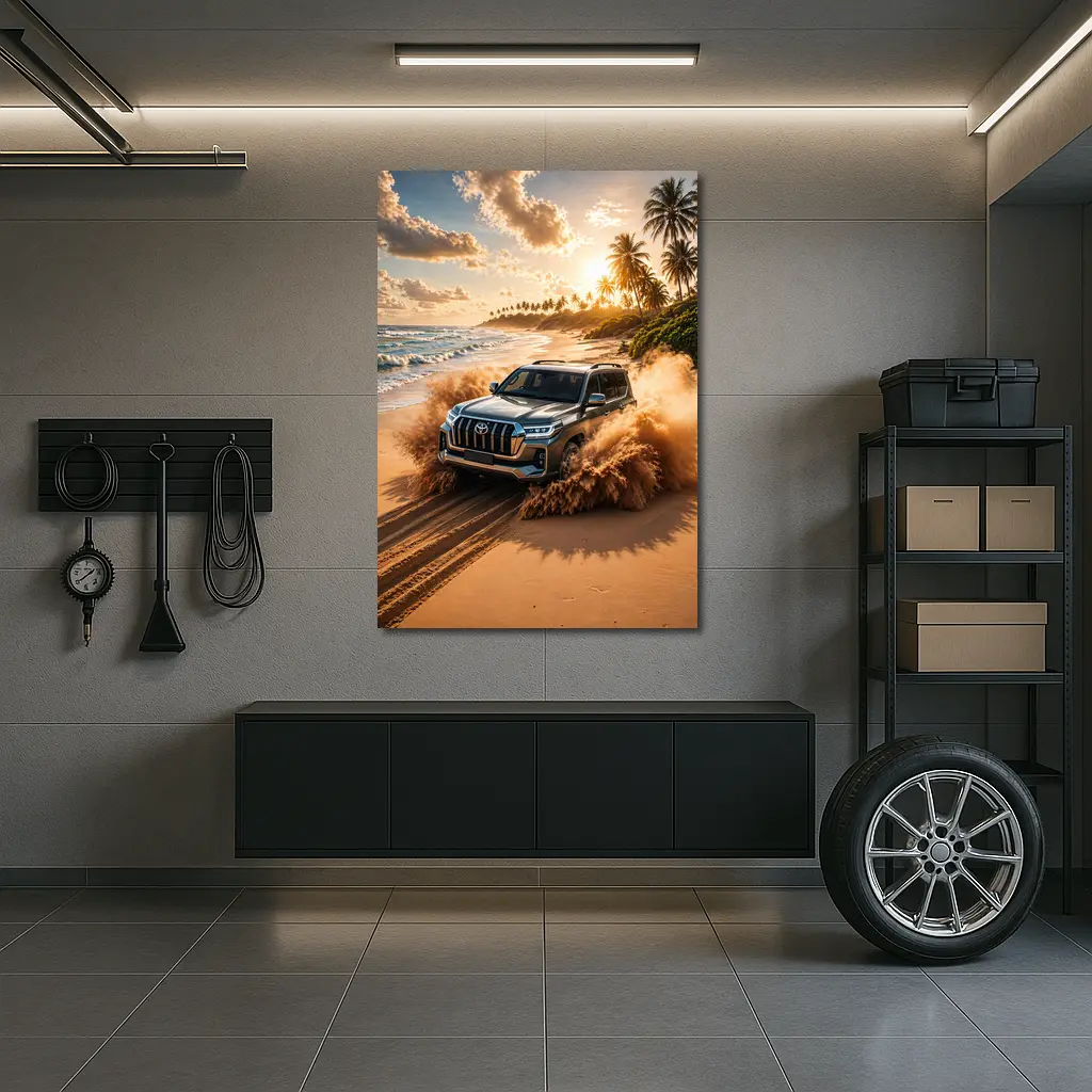 Toyota Land Cruiser Tearing Through Beach Sand – Wall Art