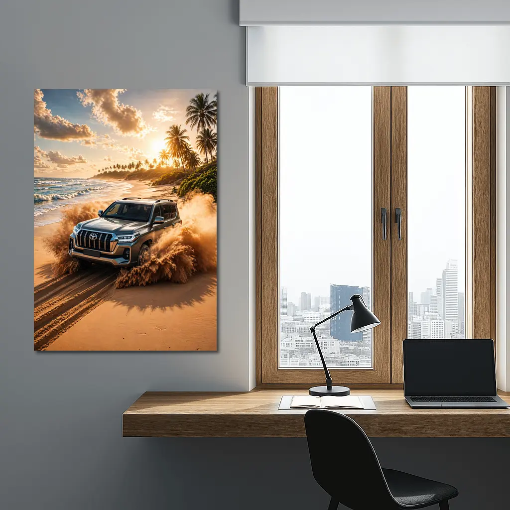 Toyota Land Cruiser Tearing Through Beach Sand – Wall Art