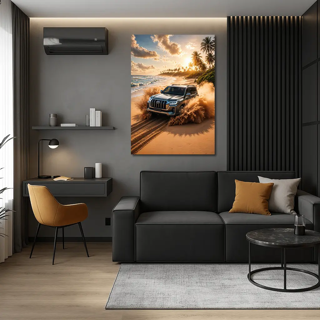 Toyota Land Cruiser Tearing Through Beach Sand – Wall Art