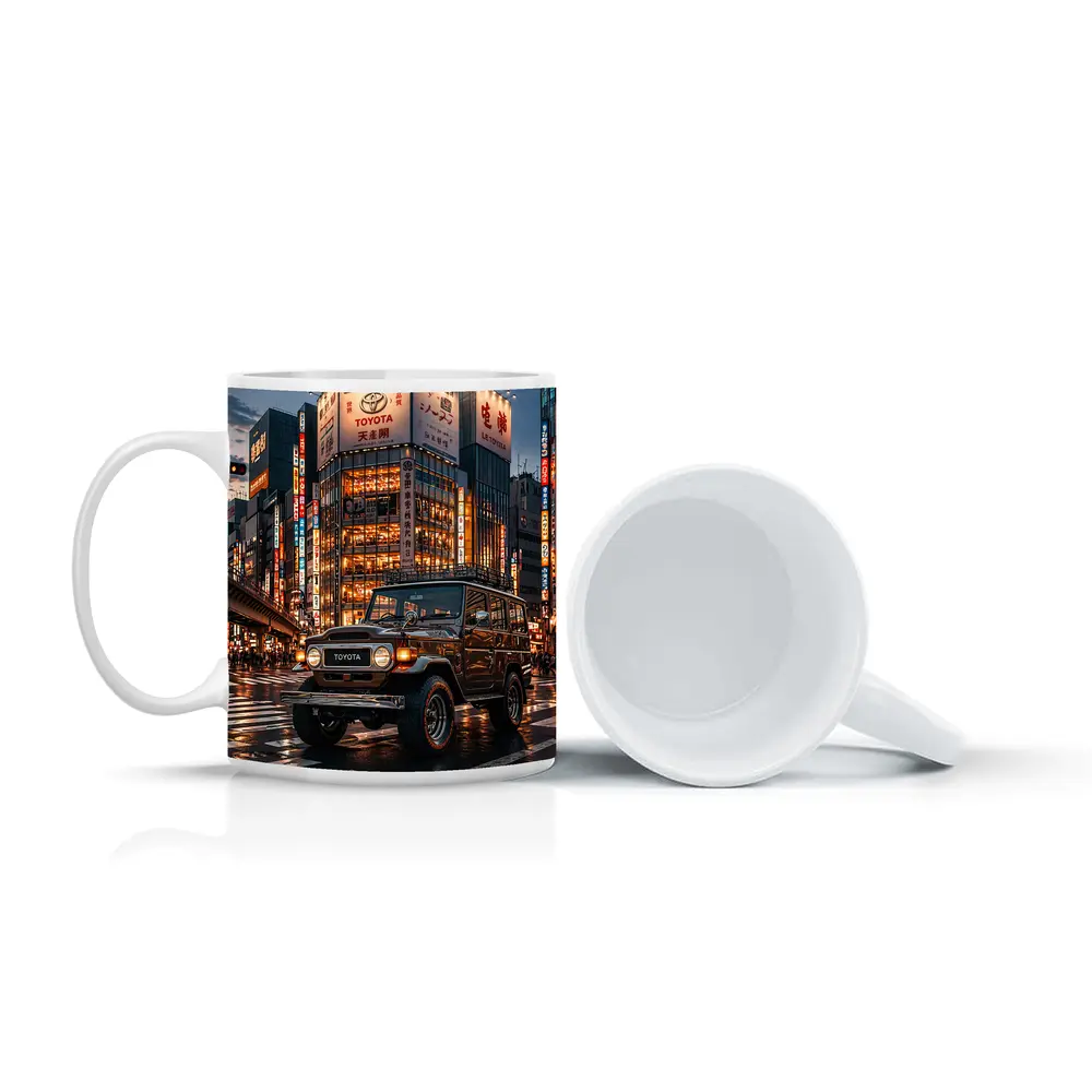 Toyota Land Cruiser Tokyo Night Street Scene – Mugs