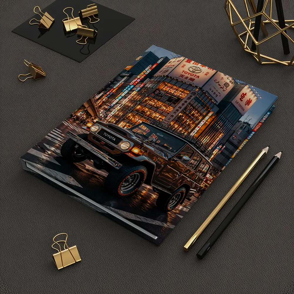 Toyota Land Cruiser Tokyo Night Street Scene – Notebooks