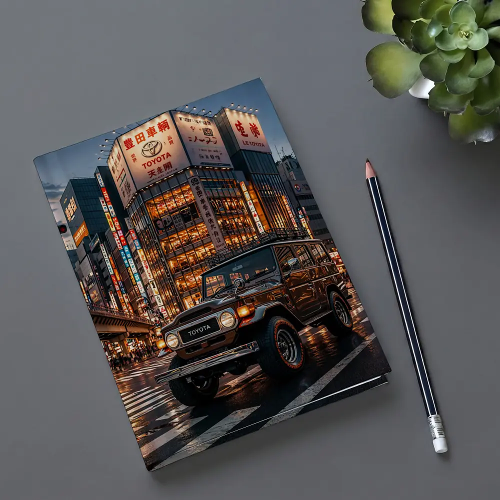 Toyota Land Cruiser Tokyo Night Street Scene – Notebooks