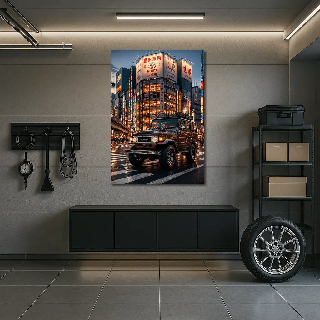 Toyota Land Cruiser Tokyo Night Street Scene – Wall Art