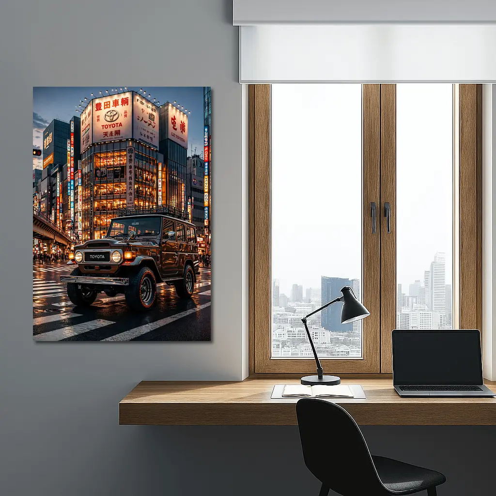 Toyota Land Cruiser Tokyo Night Street Scene – Wall Art