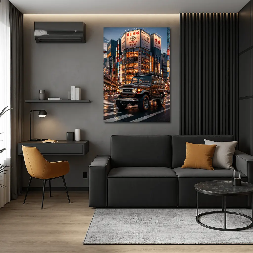 Toyota Land Cruiser Tokyo Night Street Scene – Wall Art
