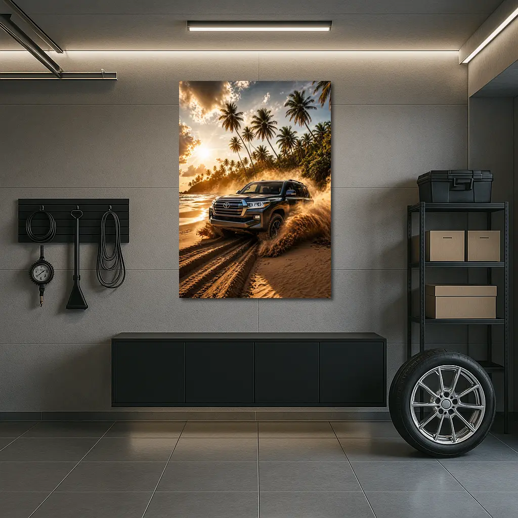 Toyota Land Cruiser Tearing Through Sandy Beach – Wall Art