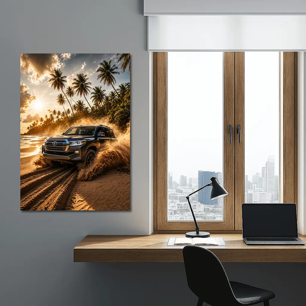 Toyota Land Cruiser Tearing Through Sandy Beach – Wall Art