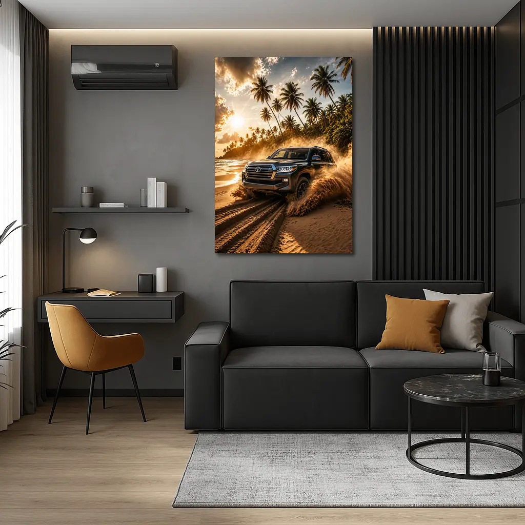 Toyota Land Cruiser Tearing Through Sandy Beach – Wall Art