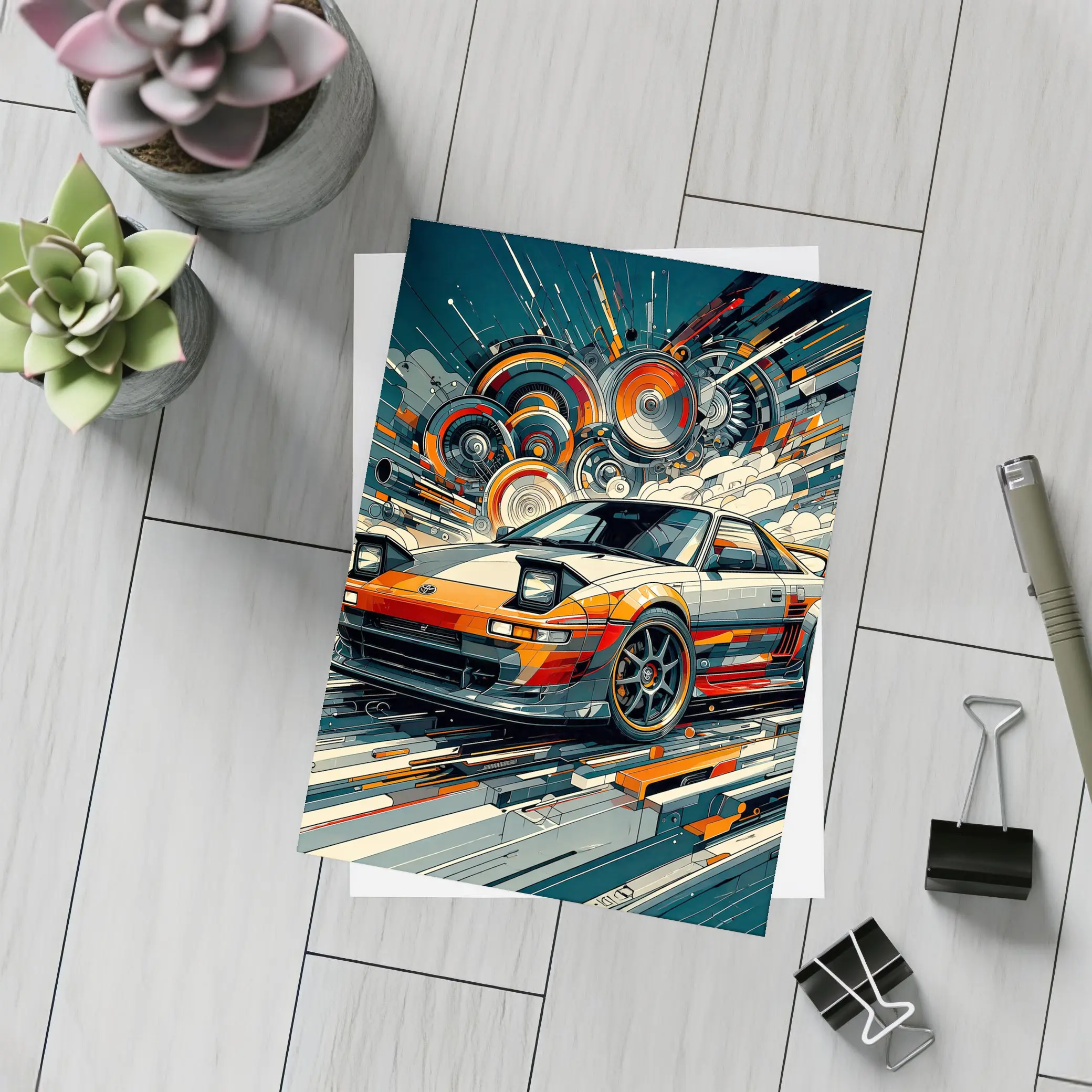 Toyota MR2 Abstract Geometric Art Print – Postcards