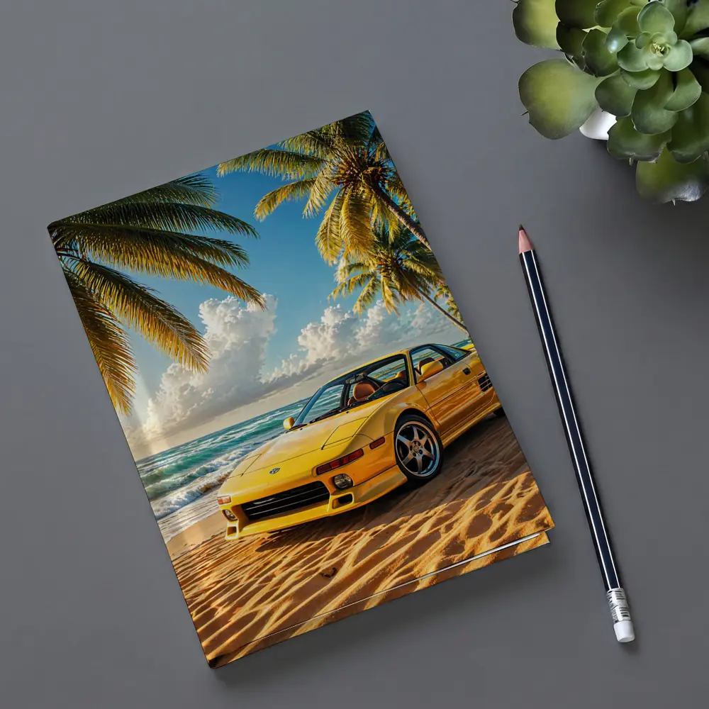 Toyota MR2 Yellow Sports Car Beach – Notebooks