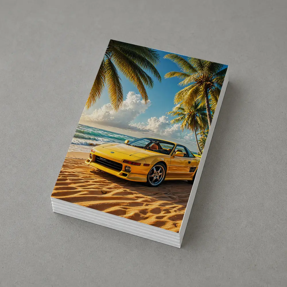 Toyota MR2 Yellow Sports Car Beach – Postcards