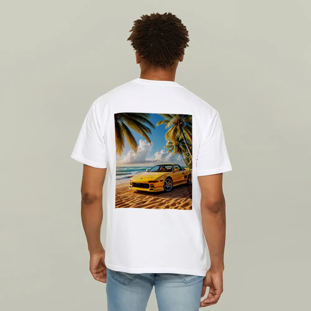 Toyota MR2 Yellow Sports Car Beach – T-Shirts