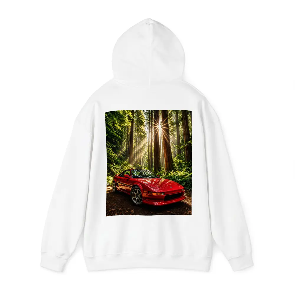 Toyota MR2 Parked in Sunlit Forest – Hoodies