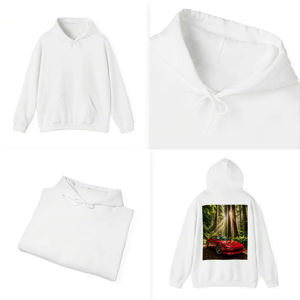 Toyota MR2 Parked in Sunlit Forest – Hoodies
